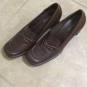 Brown leather heels